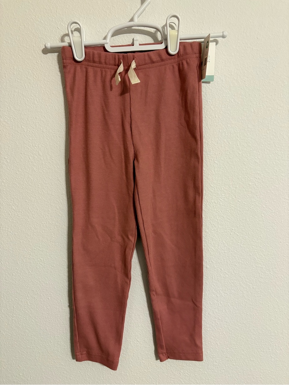 Little Planet 3T Girls Ribbed Pull-On Pants in Dusty Rose 95% organic cotton